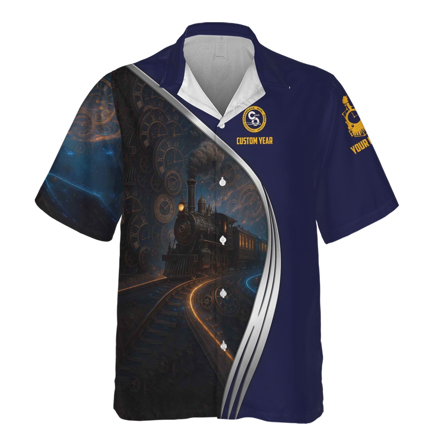 Railspirit Personalized Chesapeake and Ohio Railway Hawaiian Shirt Steampunk Locomotive with Custom Year C&O Train Shirt