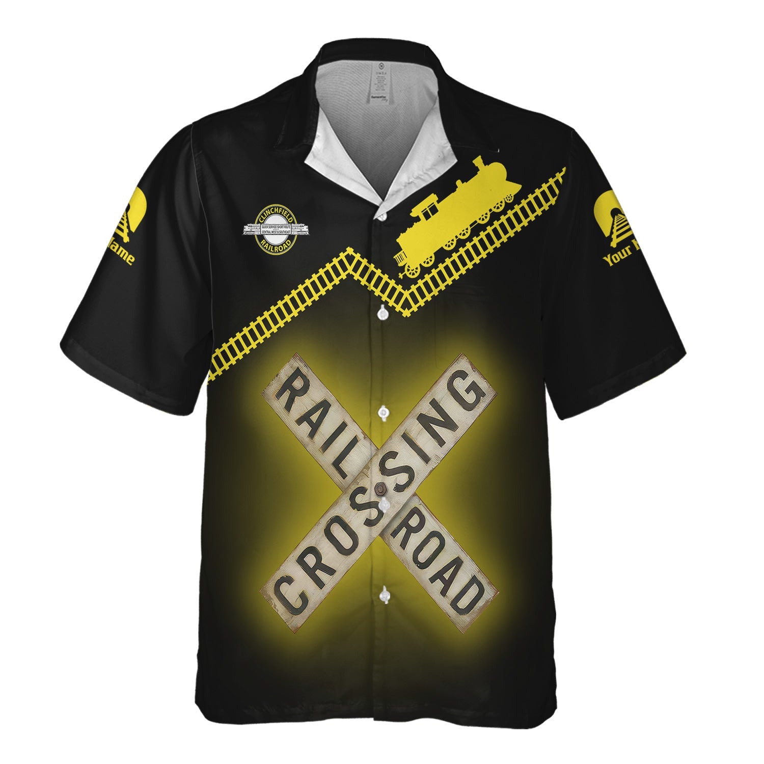 Railspirit Personalized Clinchfield Railroad Hawaiian Shirt Railroad Crossing Printed Train Track Shirt
