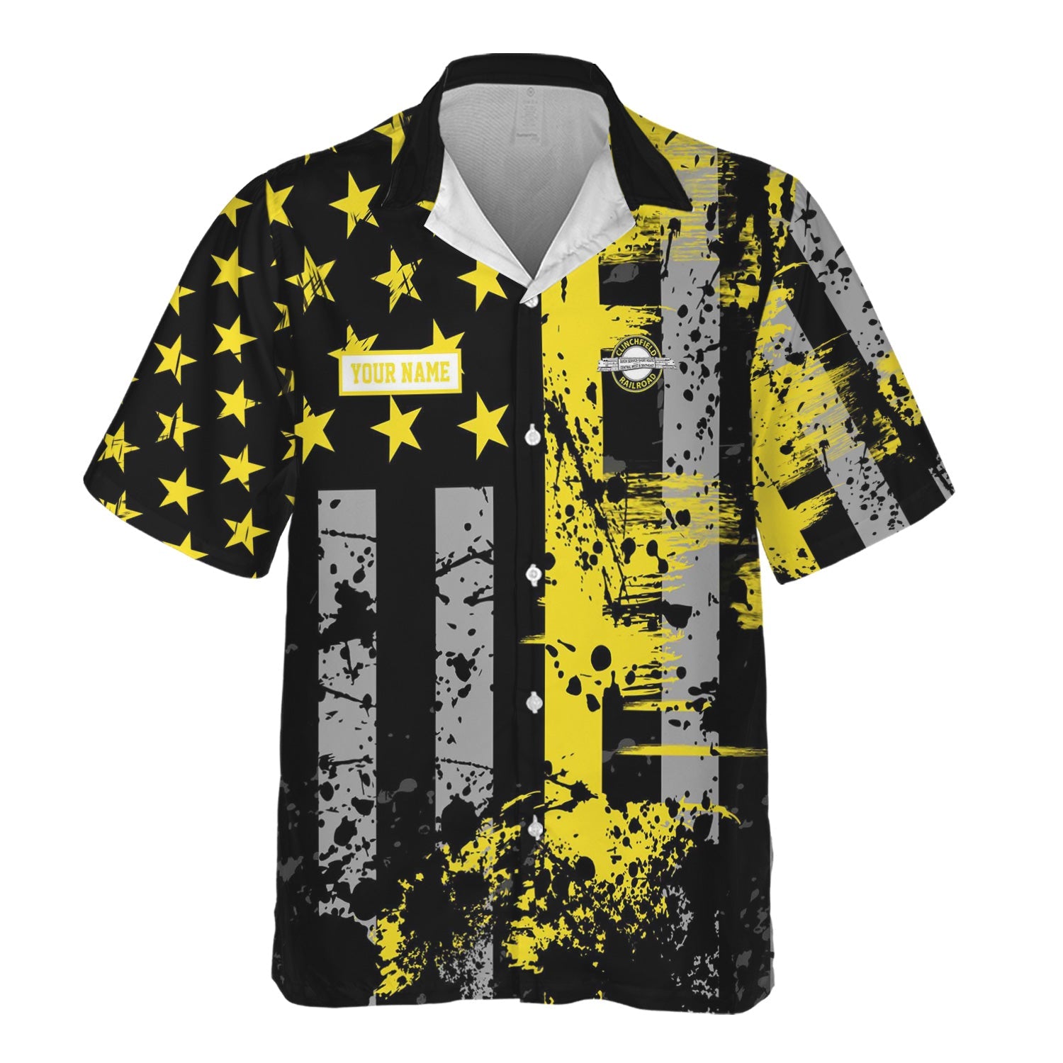 Railspirit Personalized Clinchfield Railroad Hawaiian Shirt Artistic Paint American Flag Style Train Shirt