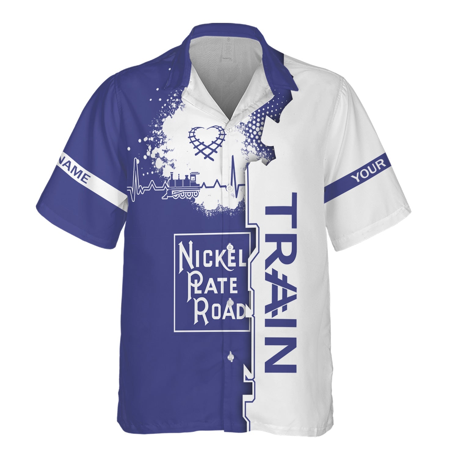 Railspirit Personalized New York, Chicago and St. Louis Railroad Hawaiian Shirt Engine Heartbeat and Track Love Style Nickel Plate Road Shirt