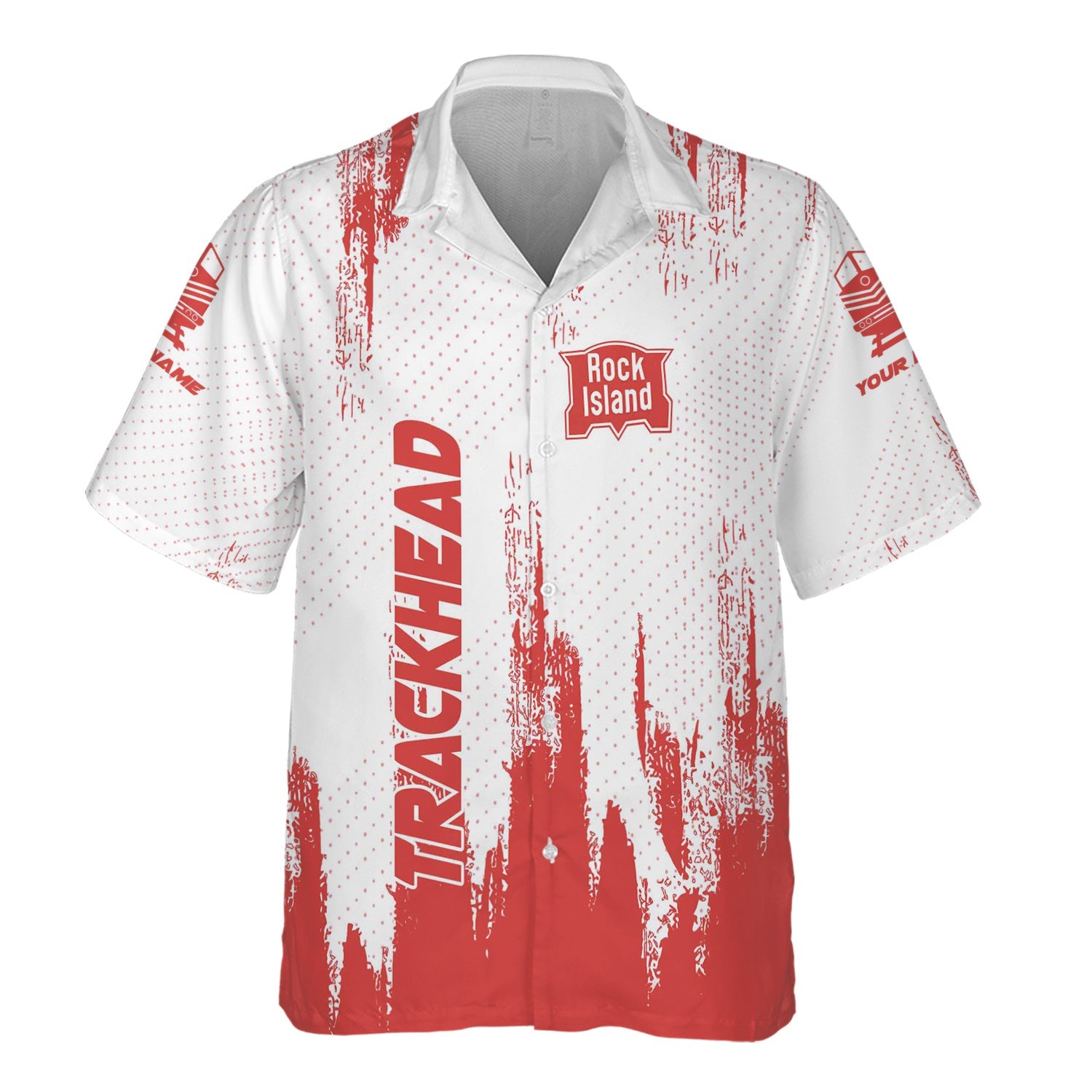 Railspirit Personalized Chicago, Rock Island and Pacific Railroad Hawaiian Shirt Paint Impact Design Rock Island Railroad Train Shirt for Trackhead