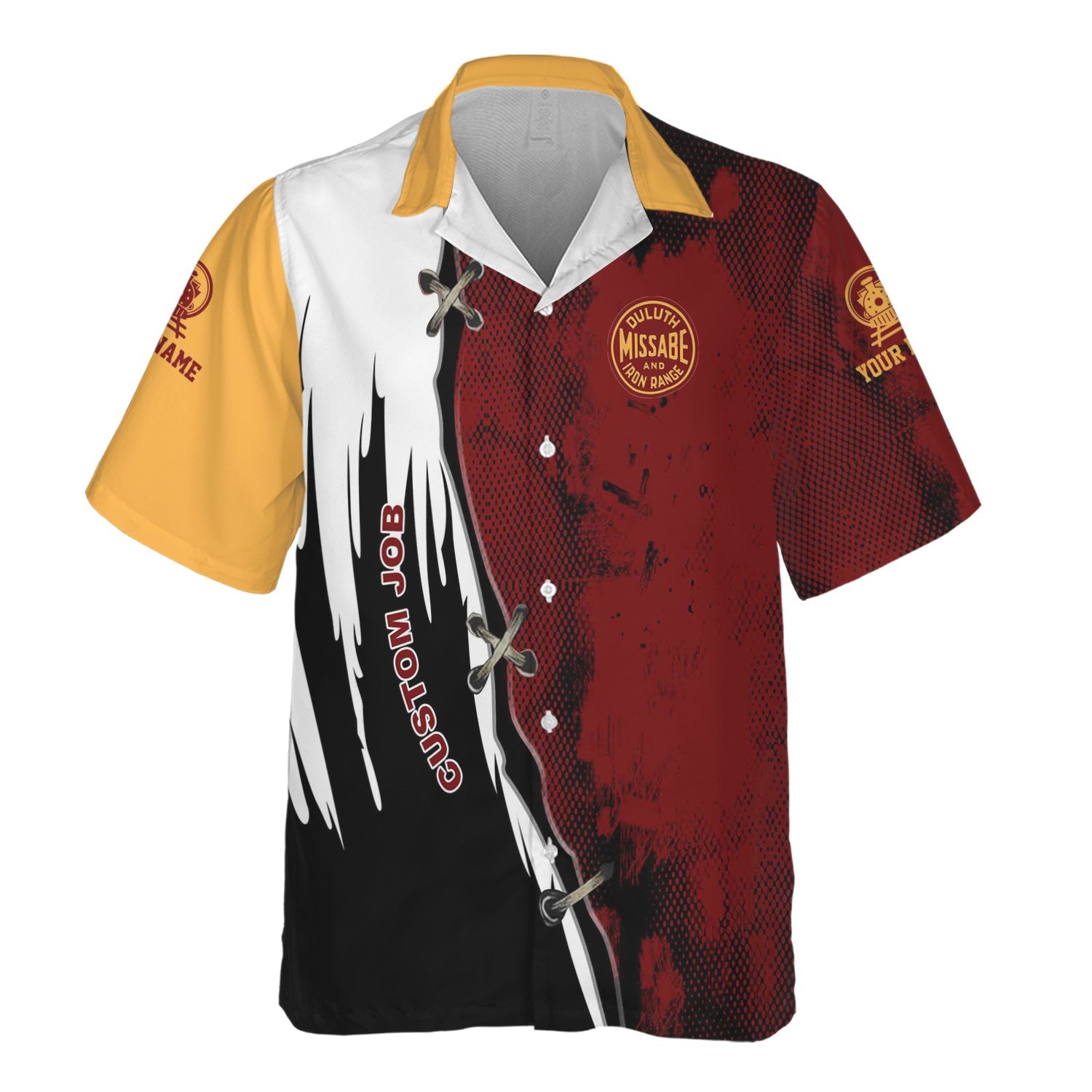 Railspirit Personalized Duluth, Missabe, & Iron Range Railroad Hawaiian Shirt Retro Stitches Design with Custom Position Train Shirt