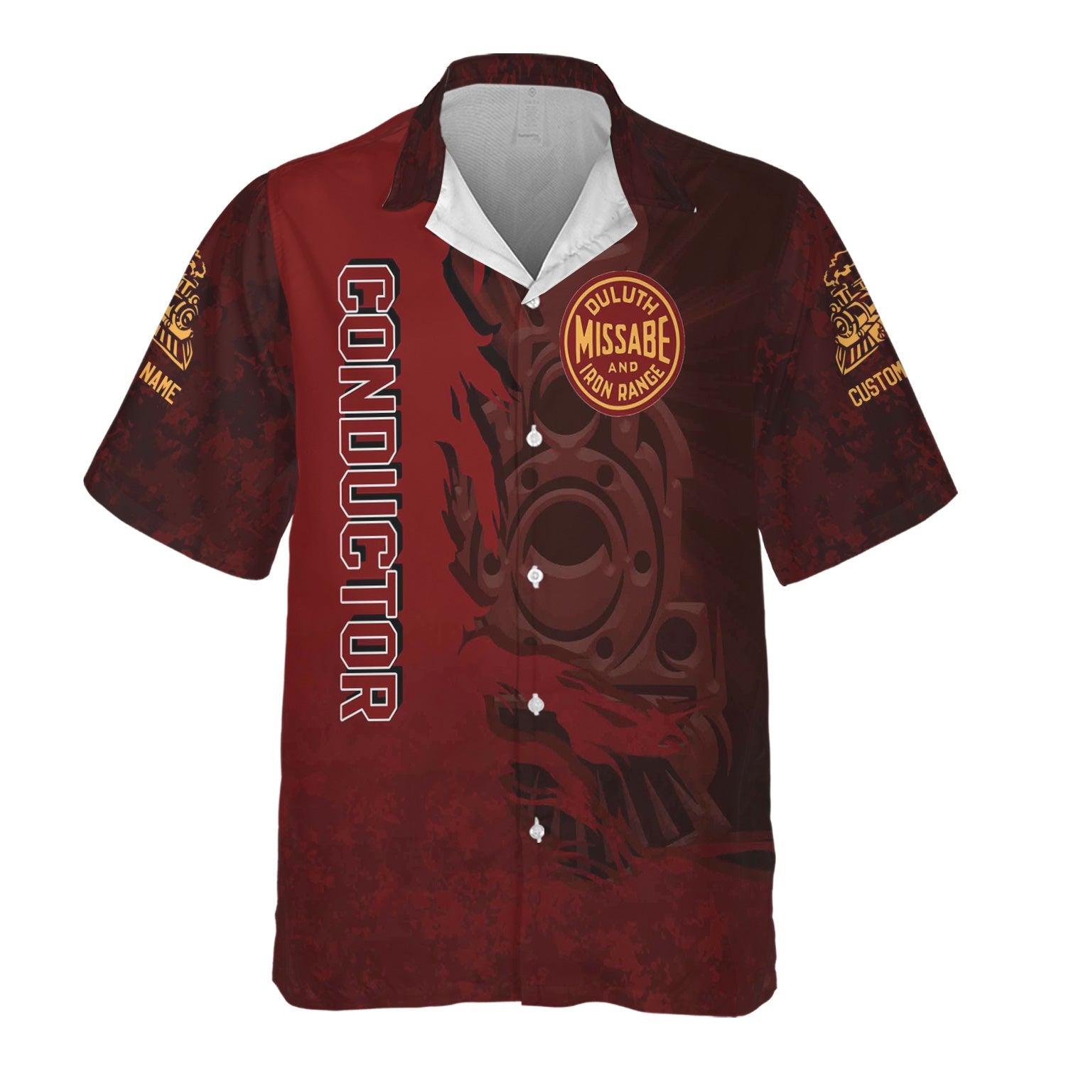 Railspirit Personalized Duluth, Missabe, & Iron Range Railroad Hawaiian Shirt Blazing Style with Custom Position Train Shirt