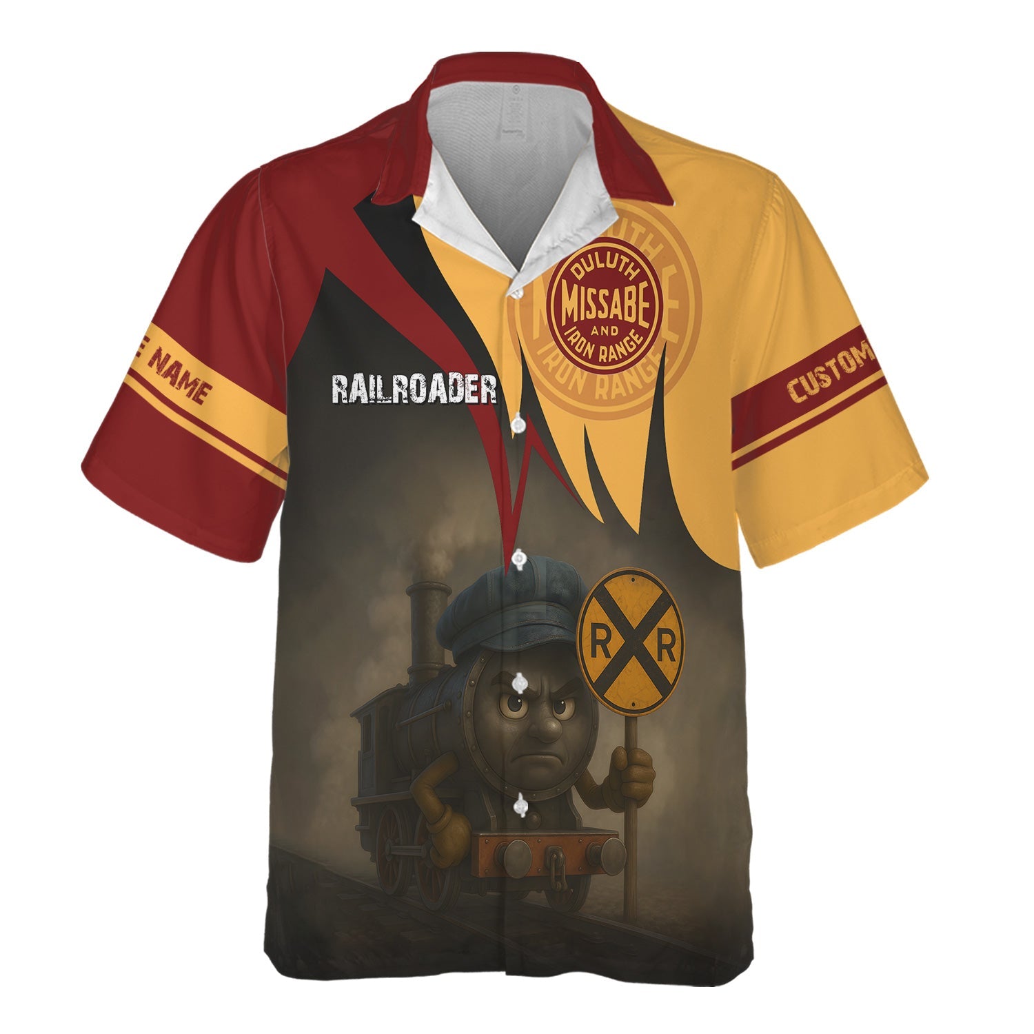 Railspirit Personalized Duluth, Missabe, & Iron Range Railroad Hawaiian Shirt Angry Train Hawaiian Shirt Gift Idea For Train Lover