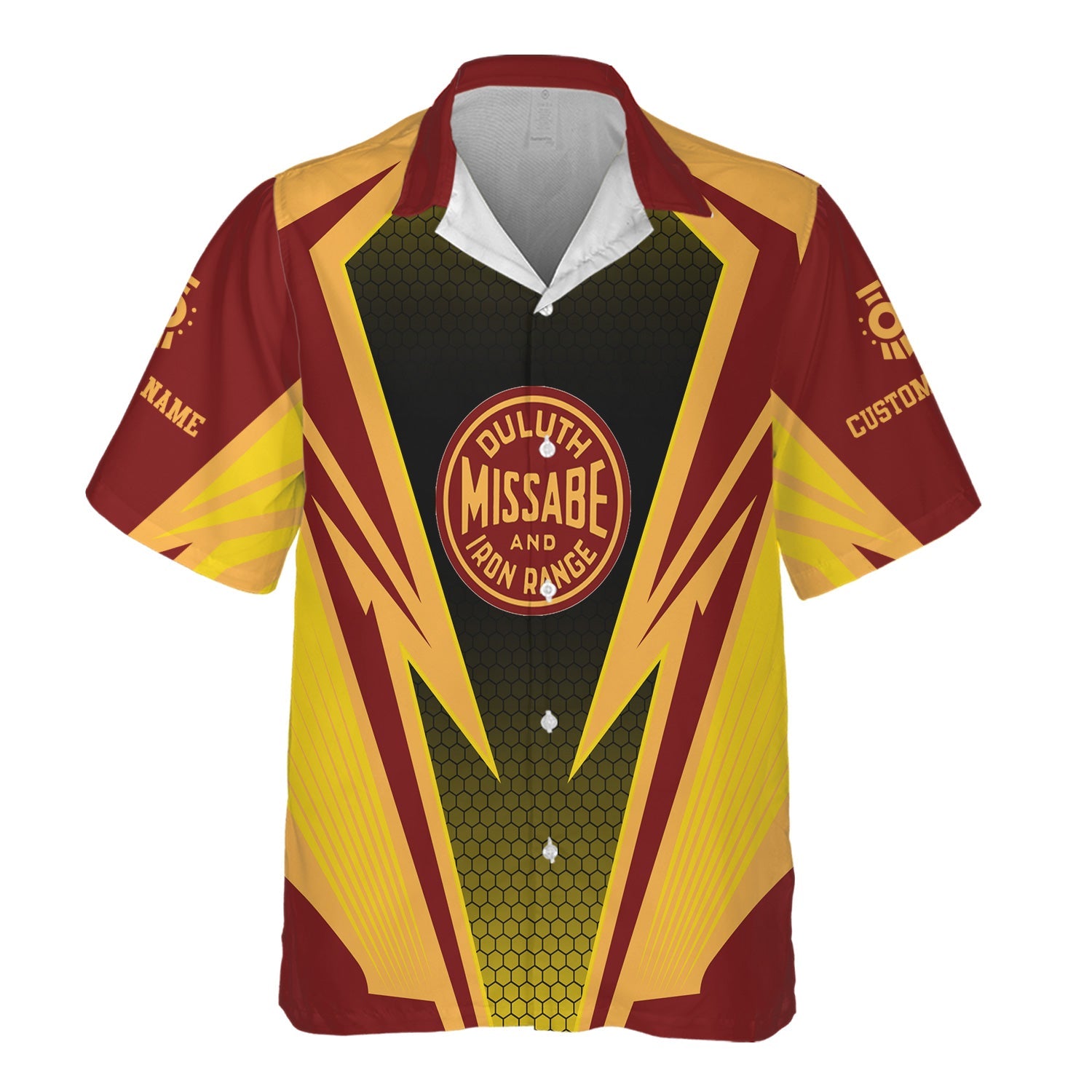 Railspirit Personalized Duluth, Missabe, & Iron Range Railroad Hawaiian Shirt Lightning Graphic Style Shirt Gift Idea For Train Lover