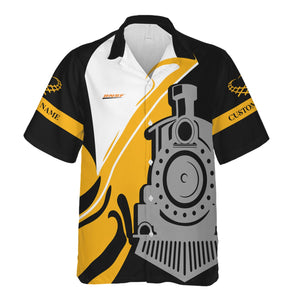 Railspirit Personalized BNSF Railway Hawaiian Shirt Flame-Inspired Style Shirt Gift Idea For Train Lovers