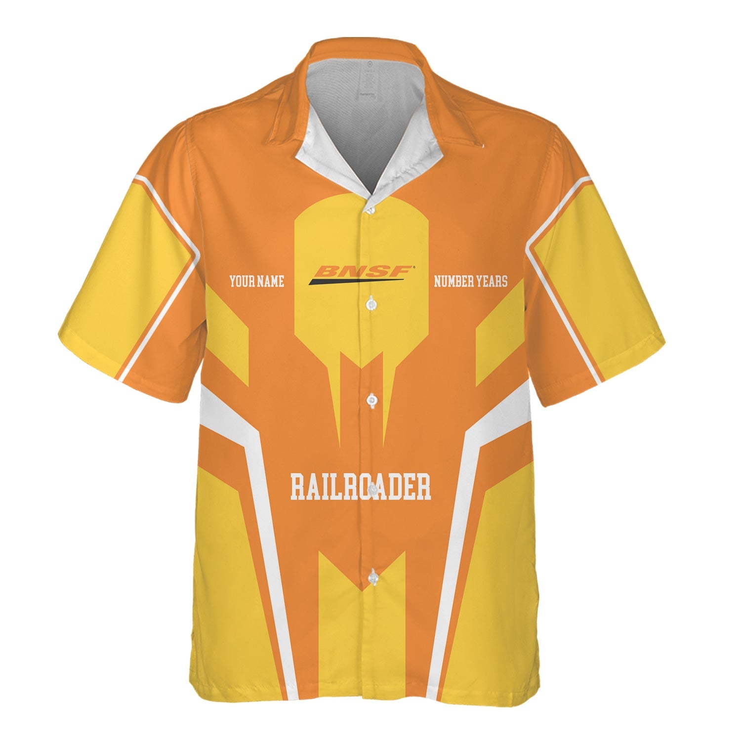 Railspirit Personalized BNSF Railway Hawaiian Shirt Custom Year Railroader Shirt Gift Idea For Train Lover