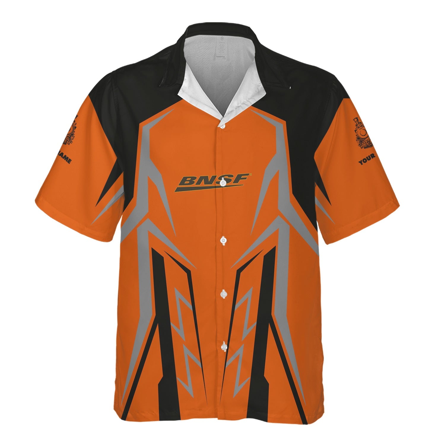 Railspirit Personalized BNSF Railway Hawaiian Shirt Futuristic Design with Custom Job Train Shirt