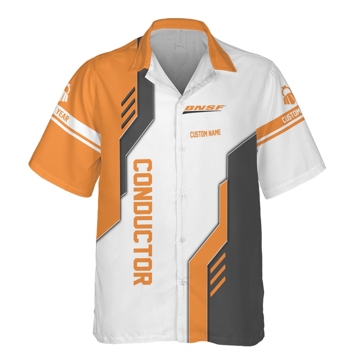 Railspirit Personalized BNSF Railway Hawaiian Shirt Unique Railway Style with Custom Job Train Shirt