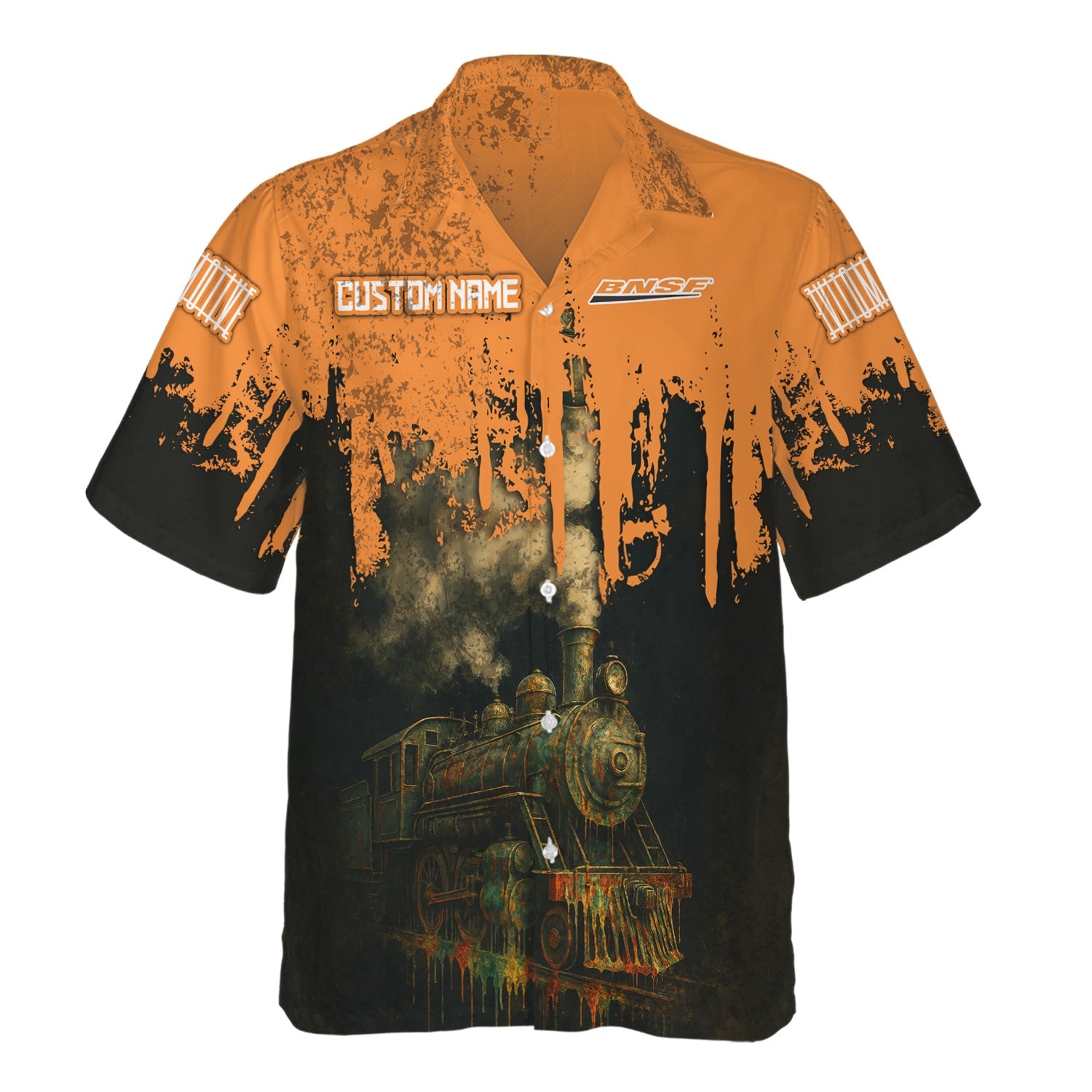 Railspirit Personalized BNSF Railway Hawaiian Shirt Vintage Train Art Style Shirt For Locomotive Fans