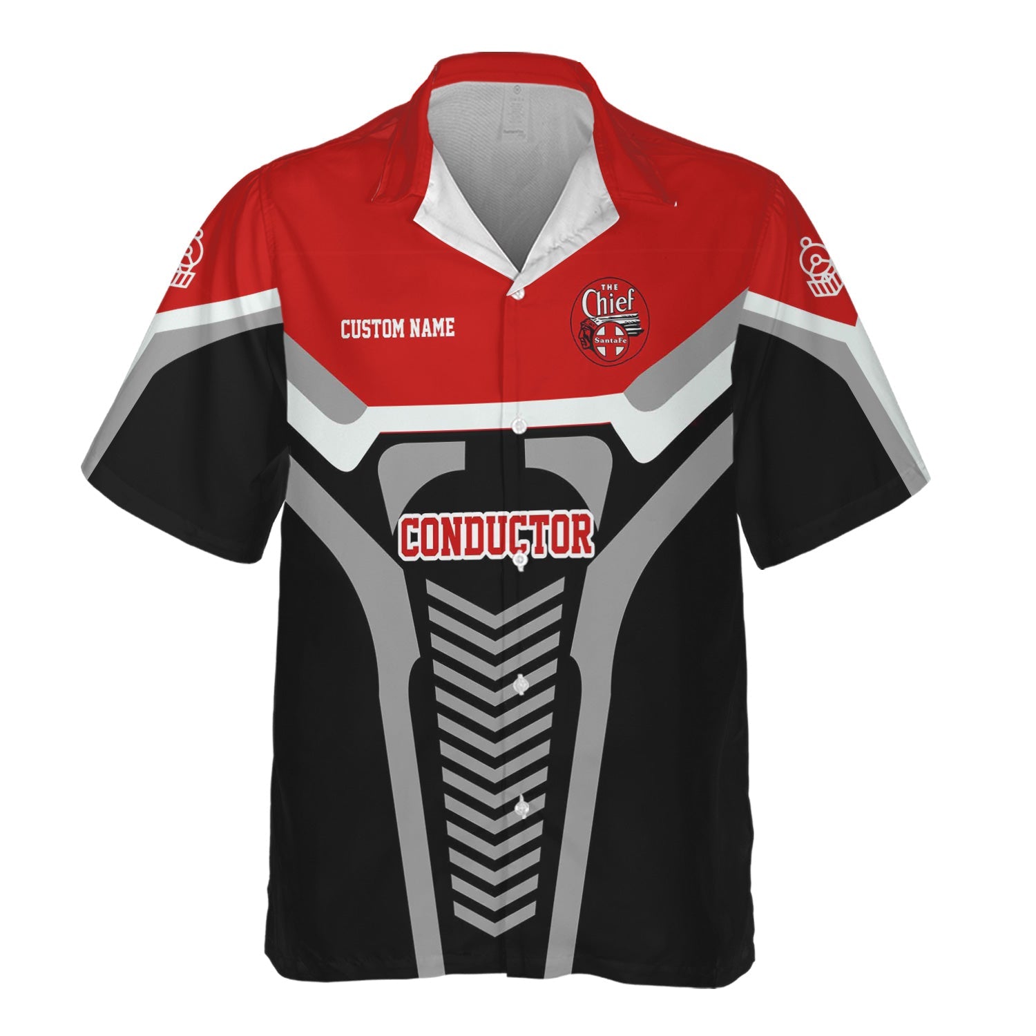 Railspirit Personalized The Chief Santa Fe Railroad Hawaiian Shirt Track-Inspired with Custom Job Position Train Shirt