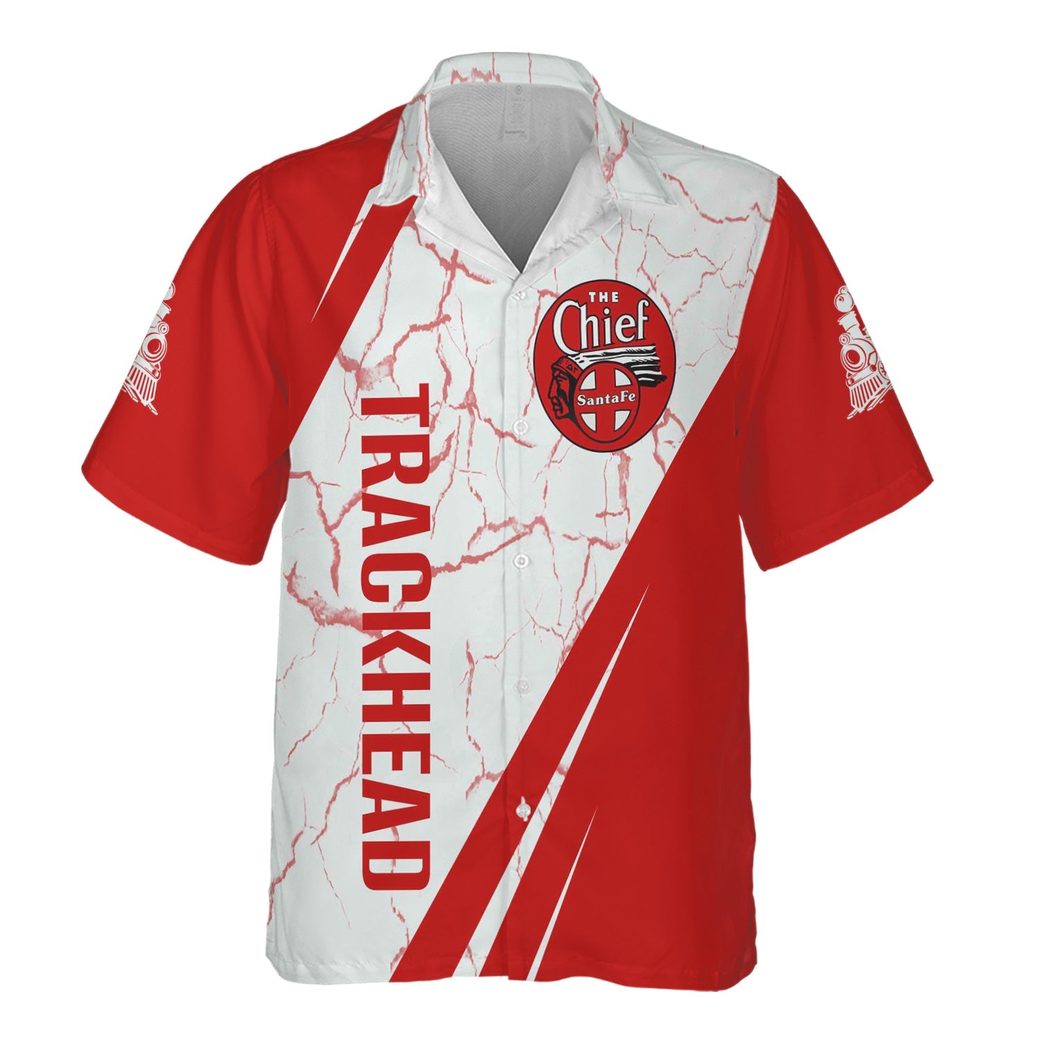Railspirit Personalized The Chief Santa Fe Railroad Hawaiian Shirt Crackle Texture Style Shirt For Trackhead