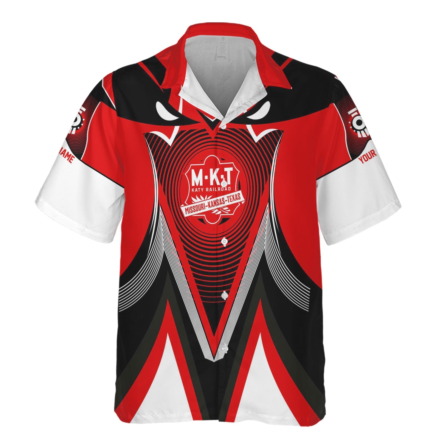 Railspirit Personalized Katy Railroad Hawaiian Shirt Vibrant Graphic Pattern Shirt For Train Enthusiasts