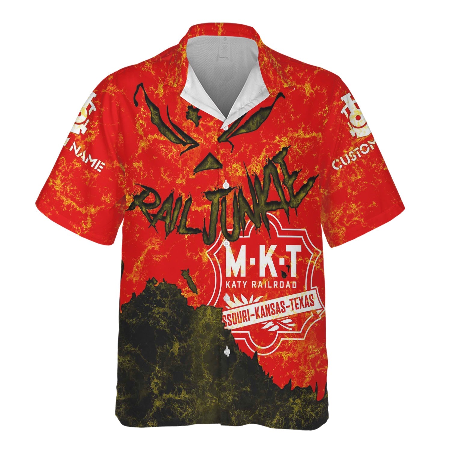 Railspirit Personalized Katy Railroad Hawaiian Shirt Torn Graphic Style Train Shirt For Rail Junkie