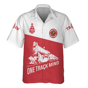 Railspirit Personalized Pacific Electric Railroad Hawaiian Shirt One Track Mind Unisex Train Shirt Gift Idea For Train Lover