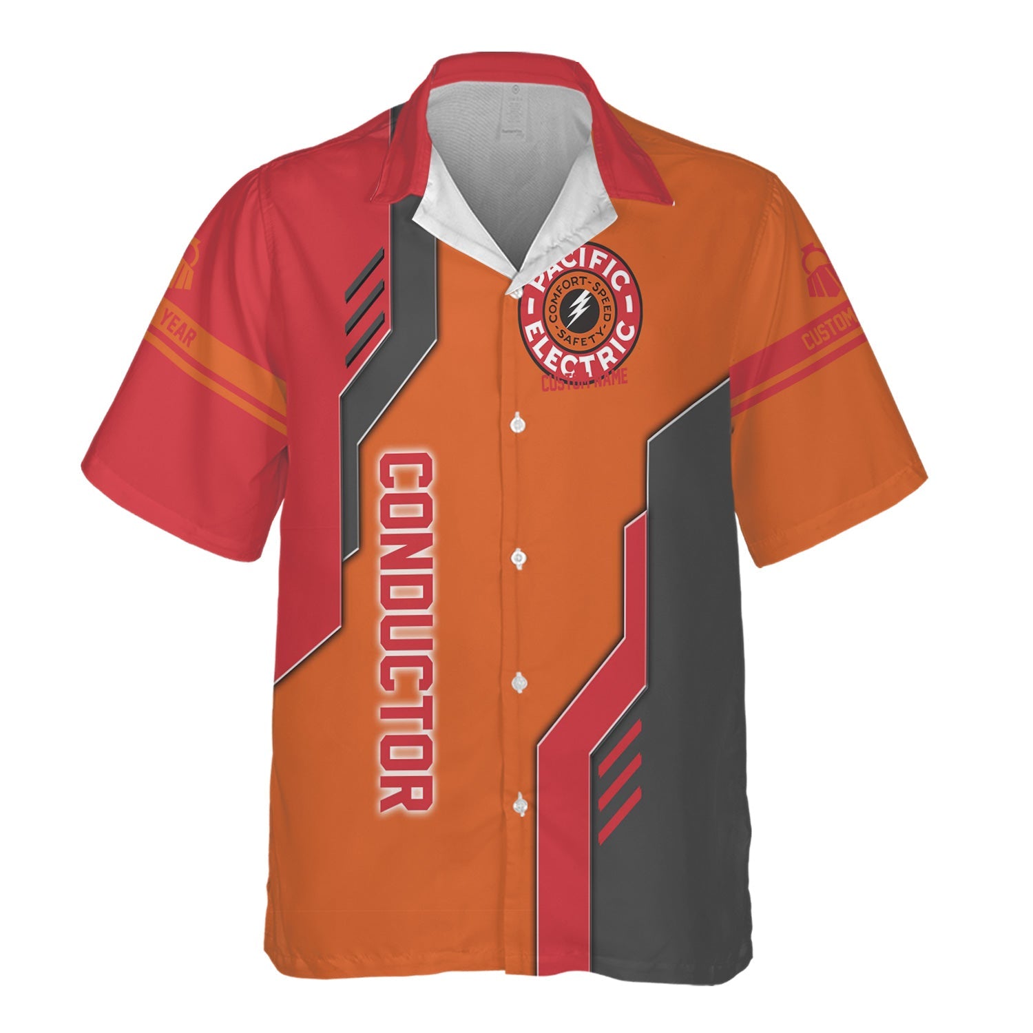 Railspirit Personalized Pacific Electric Railroad Hawaiian Shirt Unique Railway Style with Custom Job Train Shirt