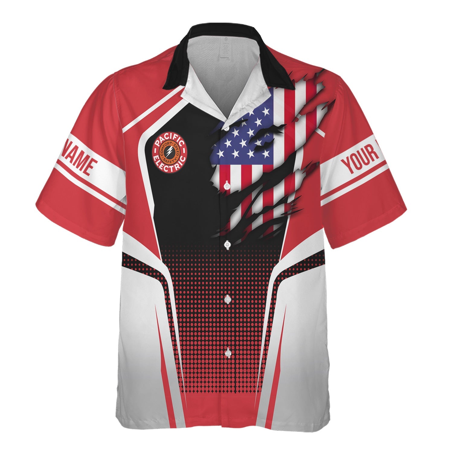 Railspirit Personalized Pacific Electric Railroad Hawaiian Shirt American Eagle Vintage Train Shirt