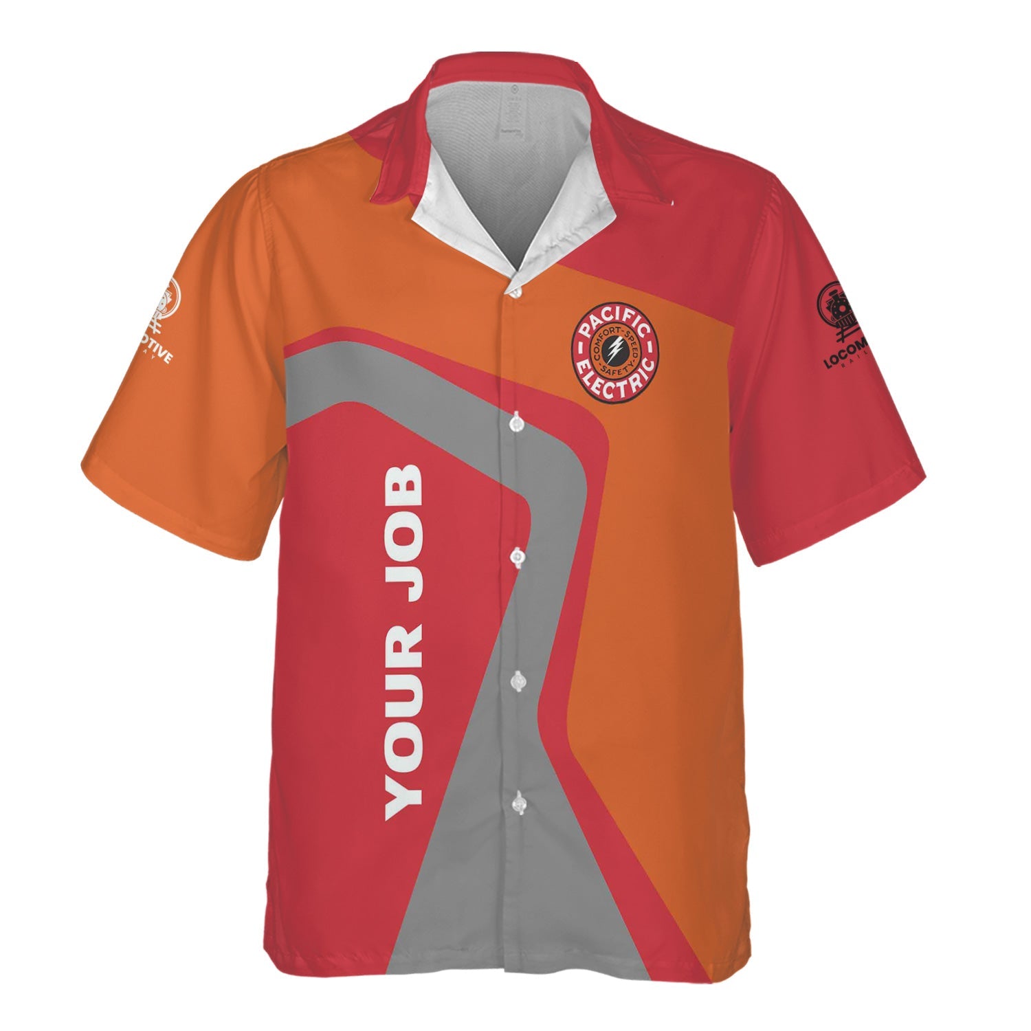 Railspirit Personalized Pacific Electric Railroad Hawaiian Shirt Unique Design with Custom Job Position Train Shirt