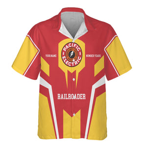Railspirit Personalized Pacific Electric Railroad Hawaiian Shirt Custom Year Railroader Shirt Gift Idea For Train Lover