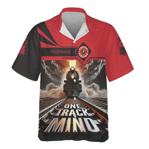 Railspirit Personalized Pacific Electric Railroad Hawaiian Shirt One Track Mind Train Printed Shirt