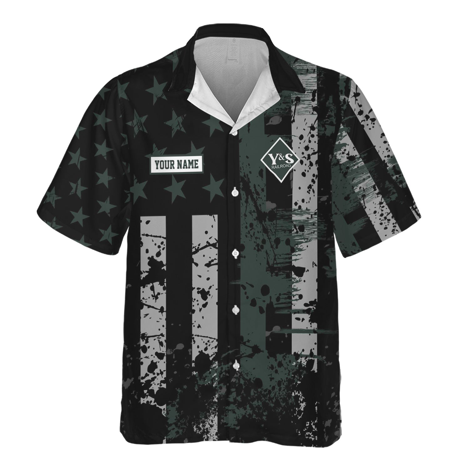Railspirit Personalized Youngstown & Southern Railroad Hawaiian Shirt Artistic Paint American Flag Style Train Shirt