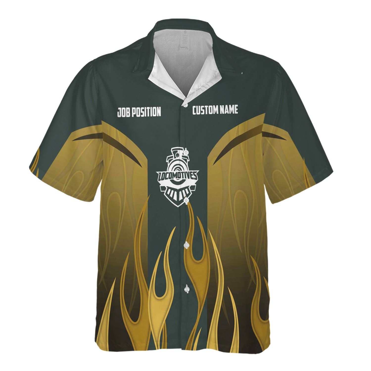 Railspirit Custom Name and Job Title Youngstown & Southern Railroad Hawaiian Shirt Flame Graphic Train Shirt For Rail Workers