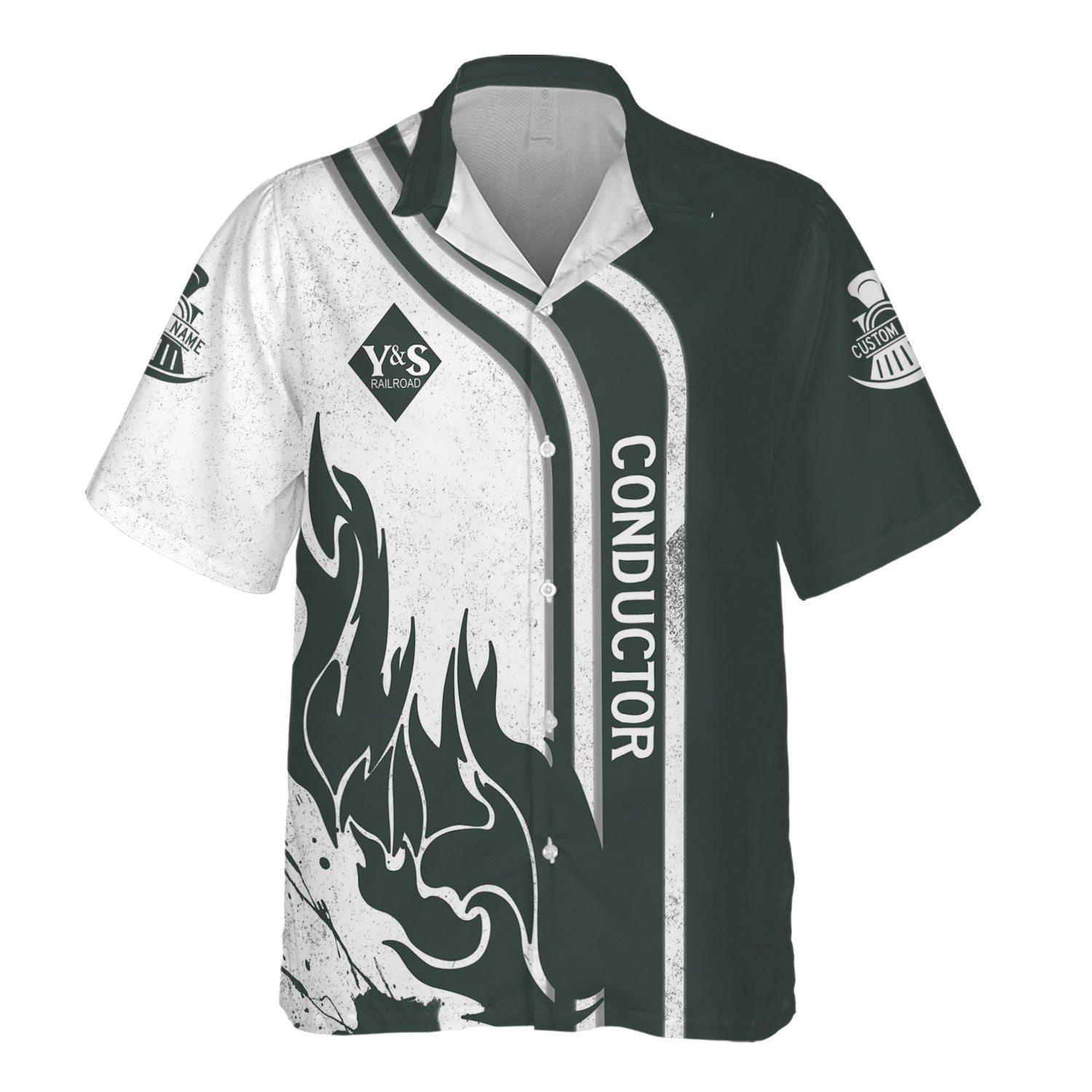 Railspirit Personalized Youngstown & Southern Railroad Hawaiian Shirt Flame Design with Custom Job Position Train Shirt