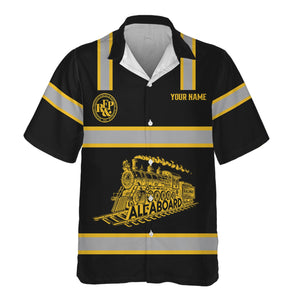 Railspirit Custom Name Richmond, Fredericksburg And Potomac Railroad Hawaiian Shirt Eat Train Sleep Repeat Printed Train Shirt