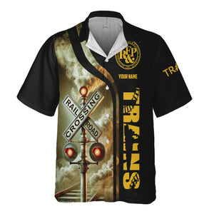 Railspirit Custom Name Richmond, Fredericksburg And Potomac Railroad Hawaiian Shirt Railroad Crossing Sign Printed Train Shirt