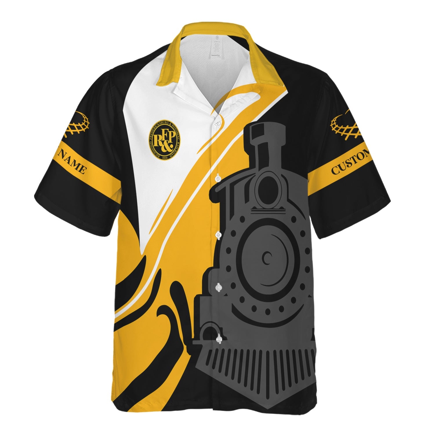 Railspirit Personalized Richmond, Fredericksburg And Potomac Railroad Hawaiian Shirt Flame-Inspired Style Shirt Gift Idea For Train Lovers