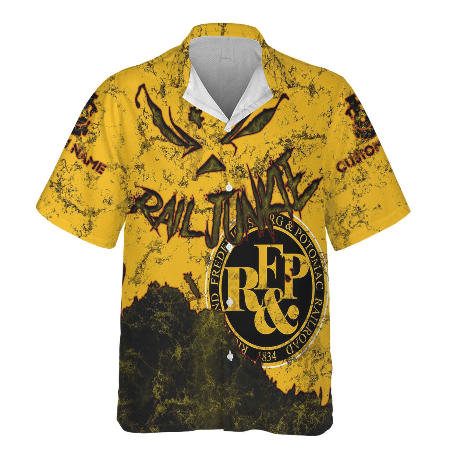 Railspirit Personalized Richmond, Fredericksburg And Potomac Railroad Hawaiian Shirt Torn Graphic Style Train Shirt For Rail Junkie