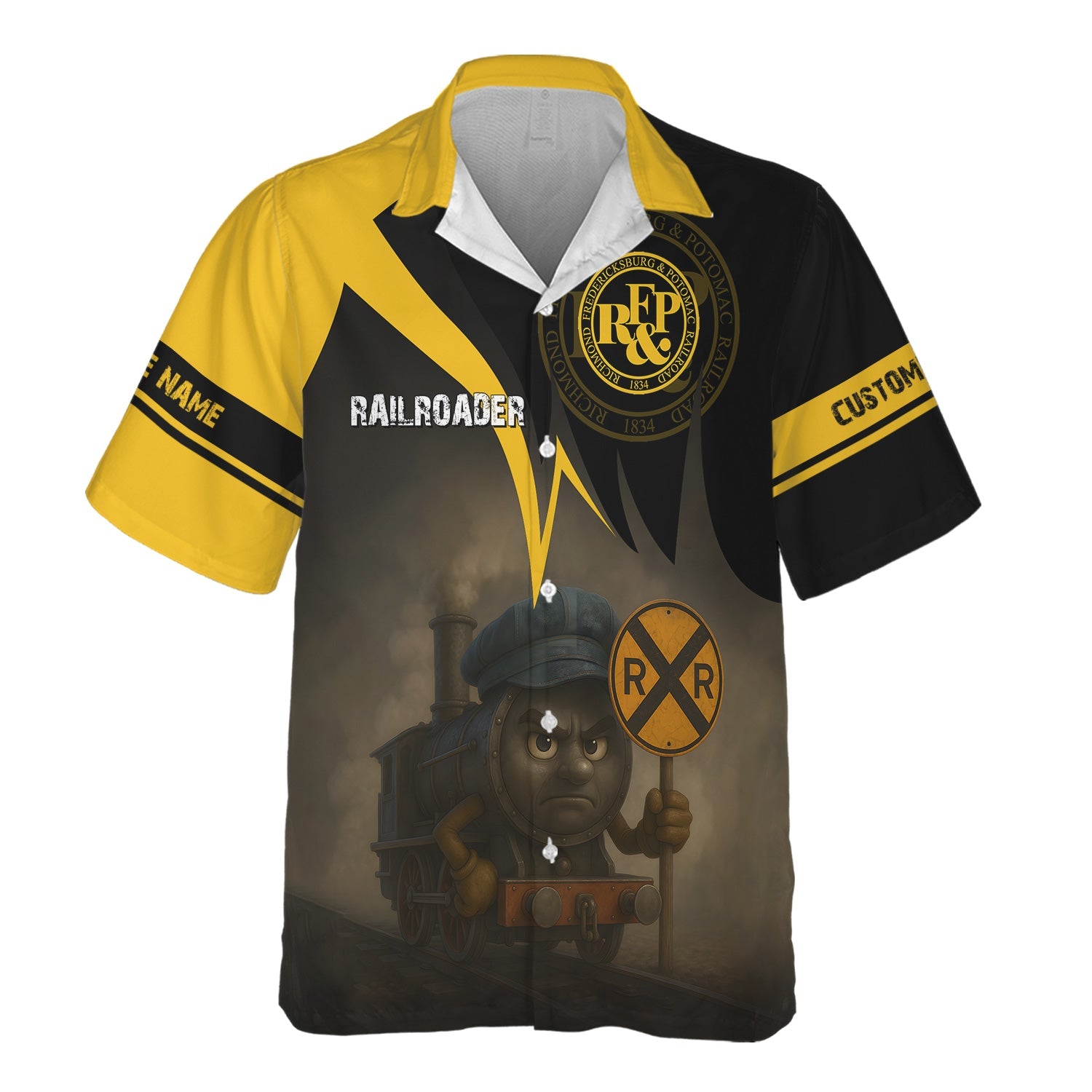 Railspirit Personalized Richmond, Fredericksburg And Potomac Railroad Hawaiian Shirt Angry Train Hawaiian Shirt Gift Idea For Train Lover