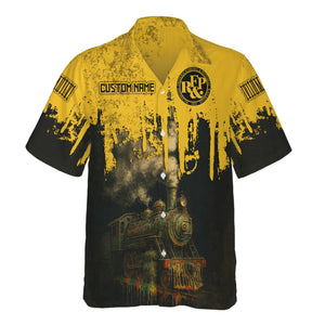 Railspirit Personalized Richmond, Fredericksburg And Potomac Railroad Hawaiian Shirt Vintage Train Art Style Shirt For Locomotive Fans