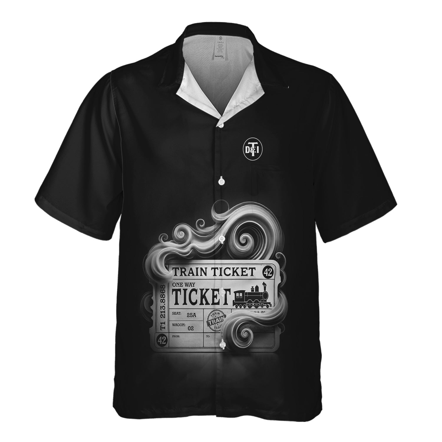 Railspirit Personalized Detroit Toledo And Ironton Railroad Hawaiian Shirt Train Ticket  American Locomotive Printed Train