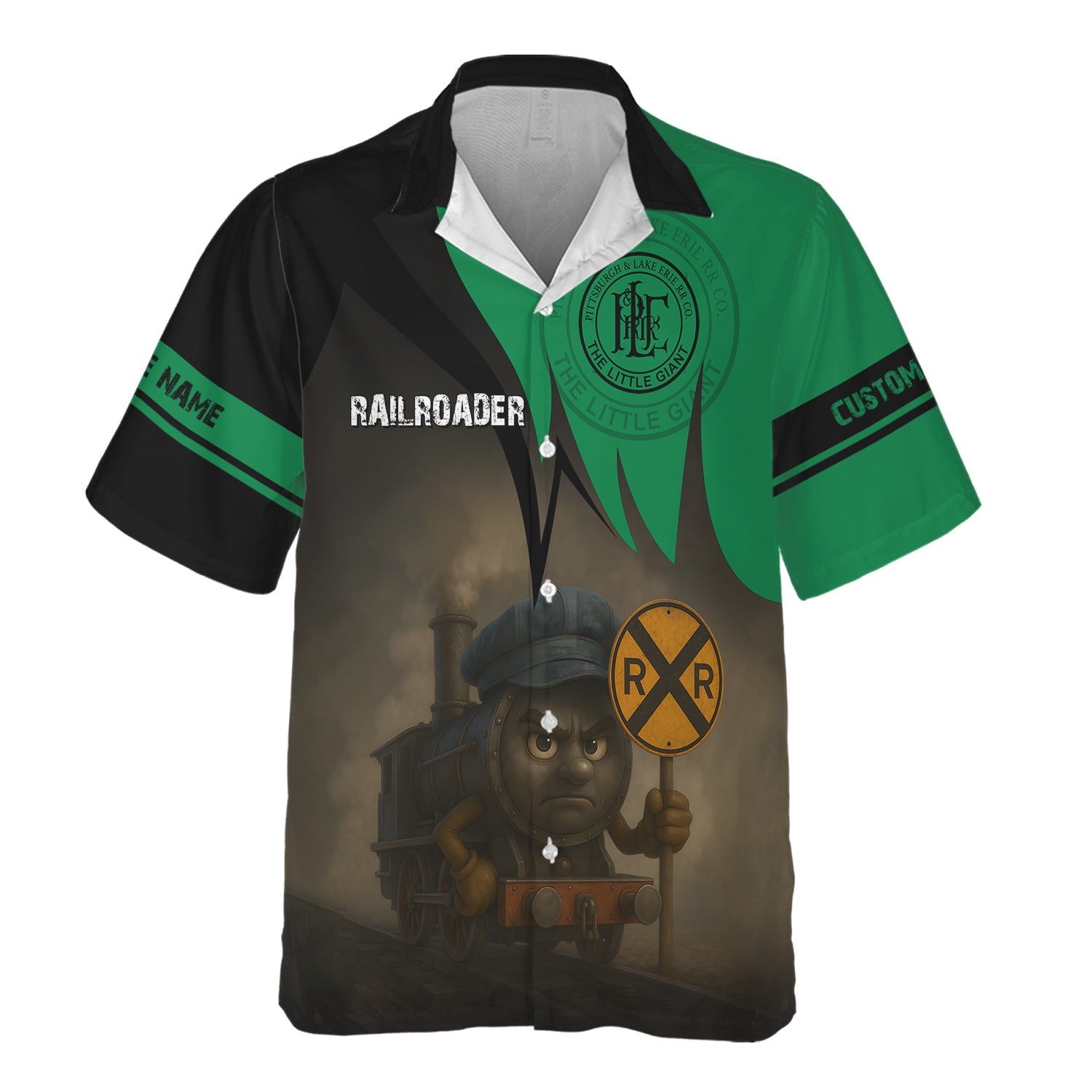 Railspirit Personalized Pittsburgh And Lake Erie Railroad Hawaiian Shirt Angry Train Hawaiian Shirt Gift Idea For Train Lover