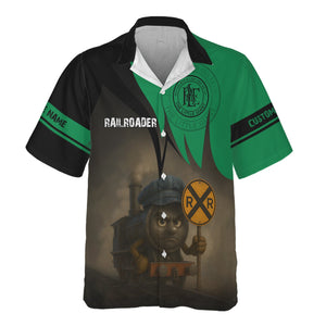 Railspirit Personalized Pittsburgh And Lake Erie Railroad Hawaiian Shirt Angry Train Hawaiian Shirt Gift Idea For Train Lover