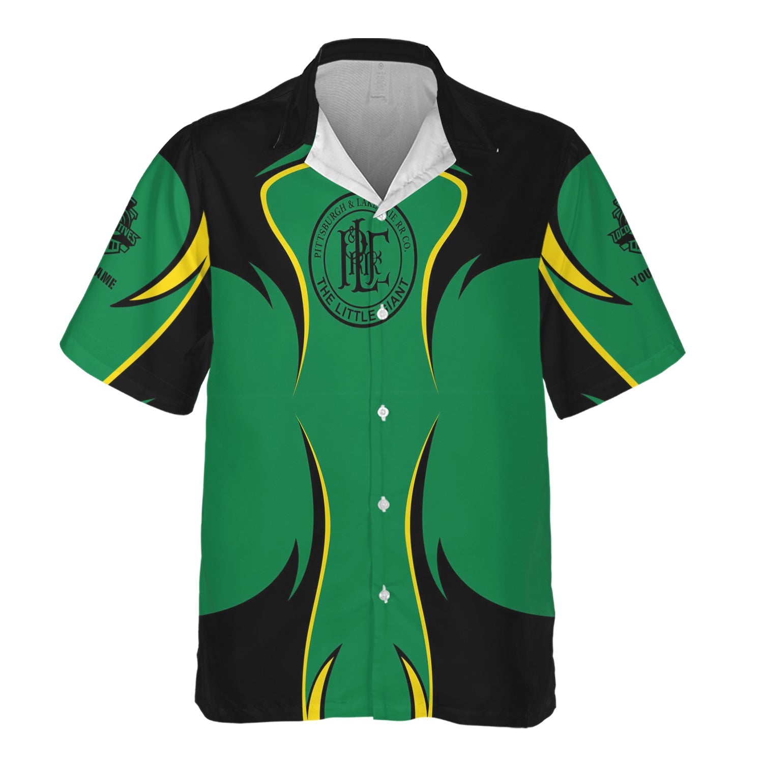 Railspirit Personalized Pittsburgh And Lake Erie Railroad Hawaiian Shirt Distinctive Flame Style Shirt For Steam Engine Addict