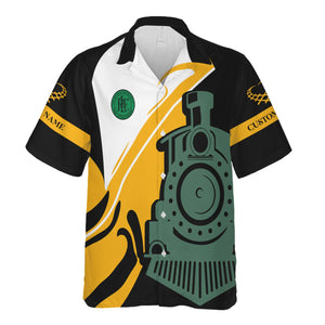 Railspirit Personalized Pittsburgh And Lake Erie Railroad Hawaiian Shirt Flame-Inspired Style Shirt Gift Idea For Train Lovers
