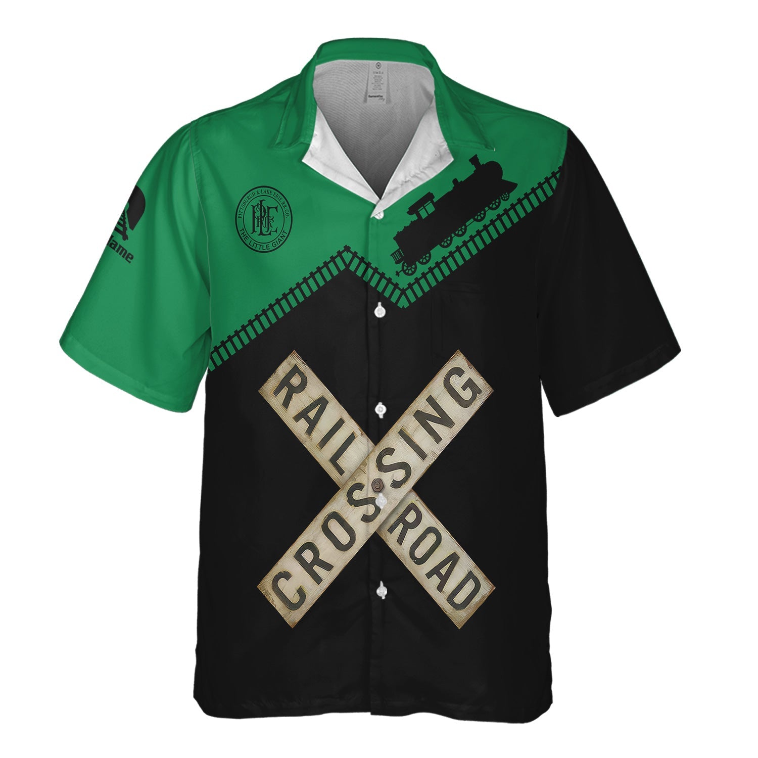 Railspirit Personalized Pittsburgh And Lake Erie Railroad Hawaiian Shirt Railroad Crossing Printed Train Track Shirt