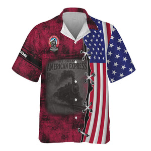 Railspirit Personalized Durango And Silverton Narrow Gauge Railroad Hawaiian Shirt Retro American Express Train With USA Flag Shirt