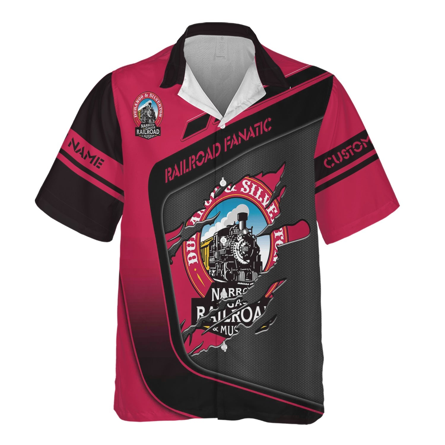 Railspirit Personalized Durango And Silverton Narrow Gauge Railroad Hawaiian Shirt Ripped Texture Style Train Shirt For Railroad Fanatic