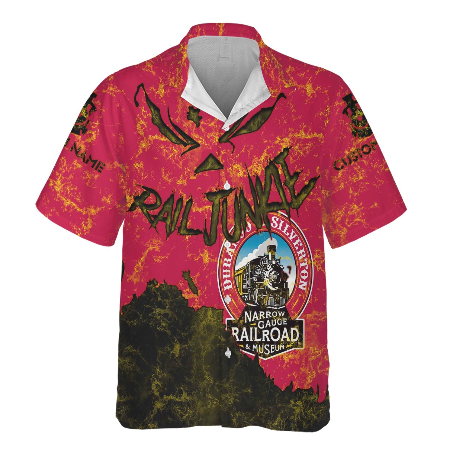 Railspirit Personalized Durango And Silverton Narrow Gauge Railroad Hawaiian Shirt Torn Graphic Style Train Shirt For Rail Junkie