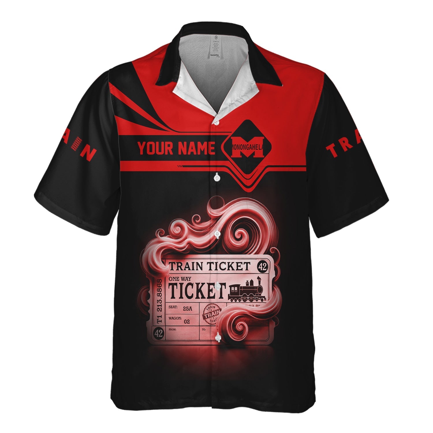 Railspirit Personalized Monongahela Railroad Hawaiian Shirt Train Ticket  American Locomotive Printed Train