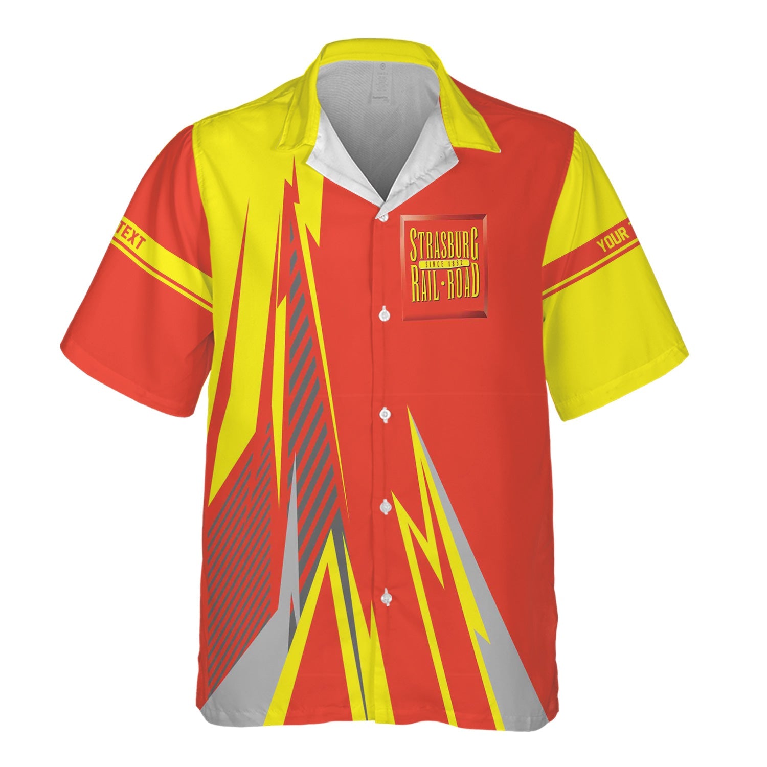 Railspirit Personalized Strasburg Railroad Hawaiian Shirt Lightning-Inspired Railway Style Shirt For Train Lovers