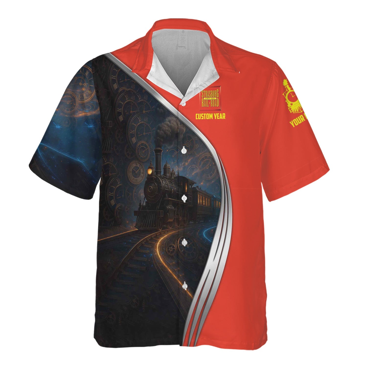 Railspirit Personalized Strasburg Railroad Hawaiian Shirt Steampunk Locomotive with Custom Year Train Shirt