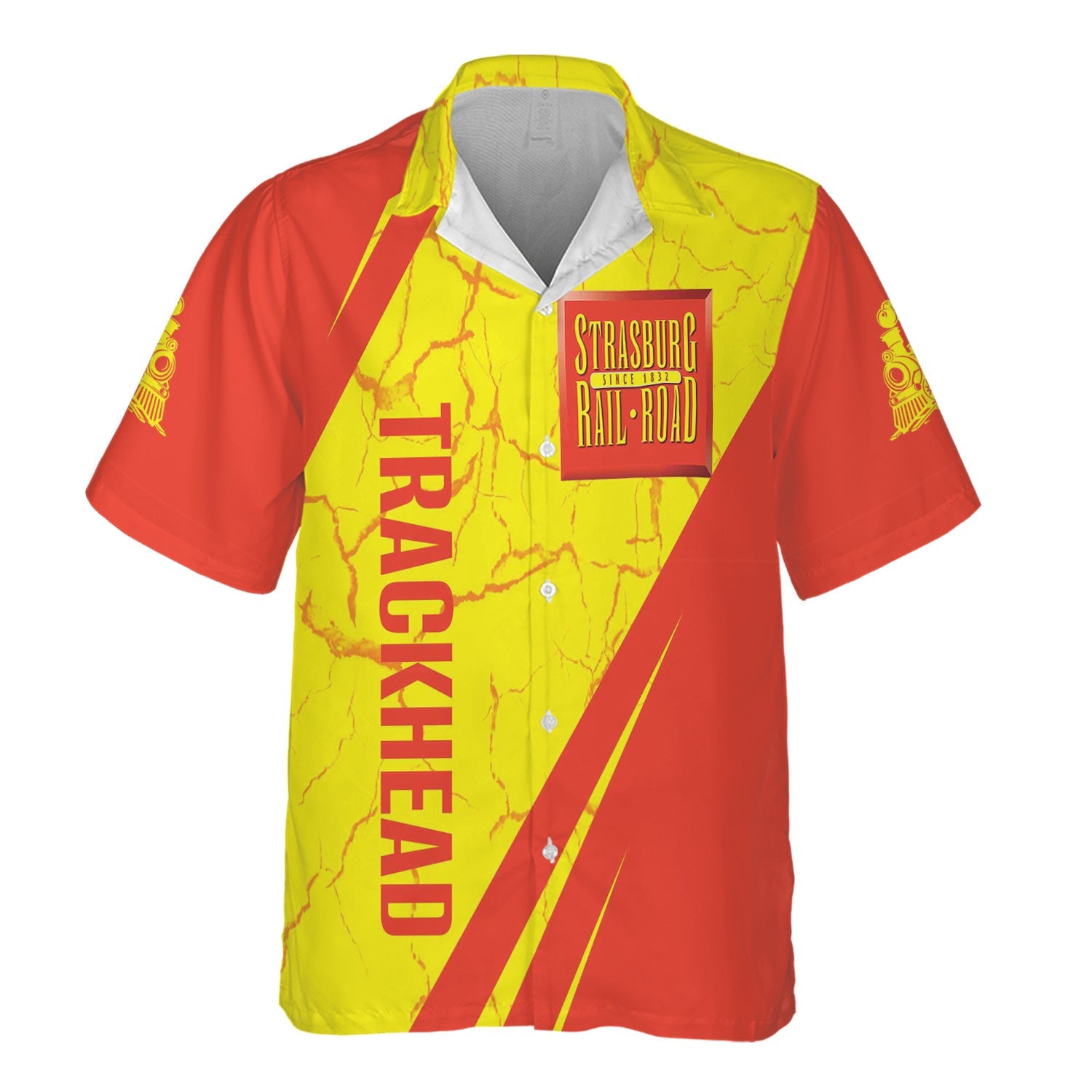 Railspirit Personalized Strasburg Railroad Hawaiian Shirt Crackle Texture Style Shirt For Trackhead