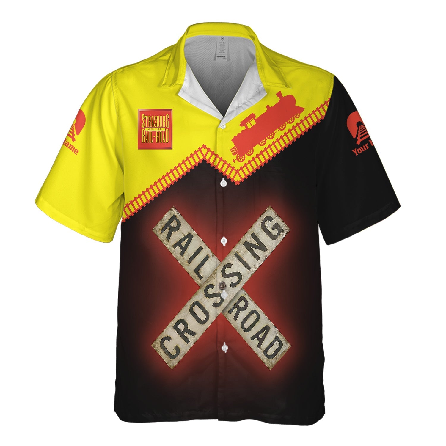 Railspirit Personalized Strasburg Railroad Hawaiian Shirt Railroad Crossing Printed Train Track Shirt