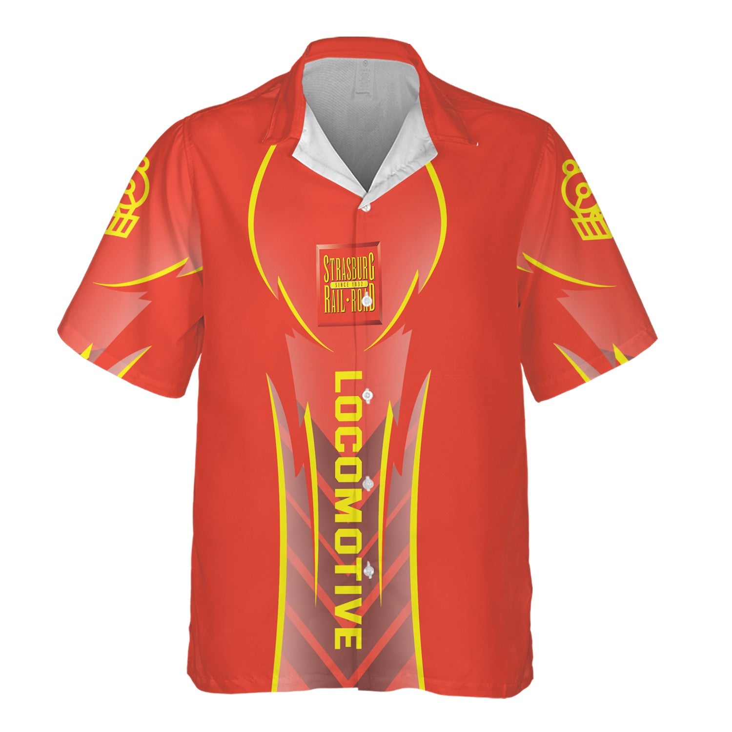 Railspirit Personalized Strasburg Railroad Hawaiian Shirt Striking Line Style Train Shirt For Locomotive Lovers