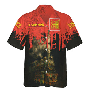 Railspirit Personalized Strasburg Railroad Hawaiian Shirt Vintage Train Art Style Shirt For Locomotive Fans