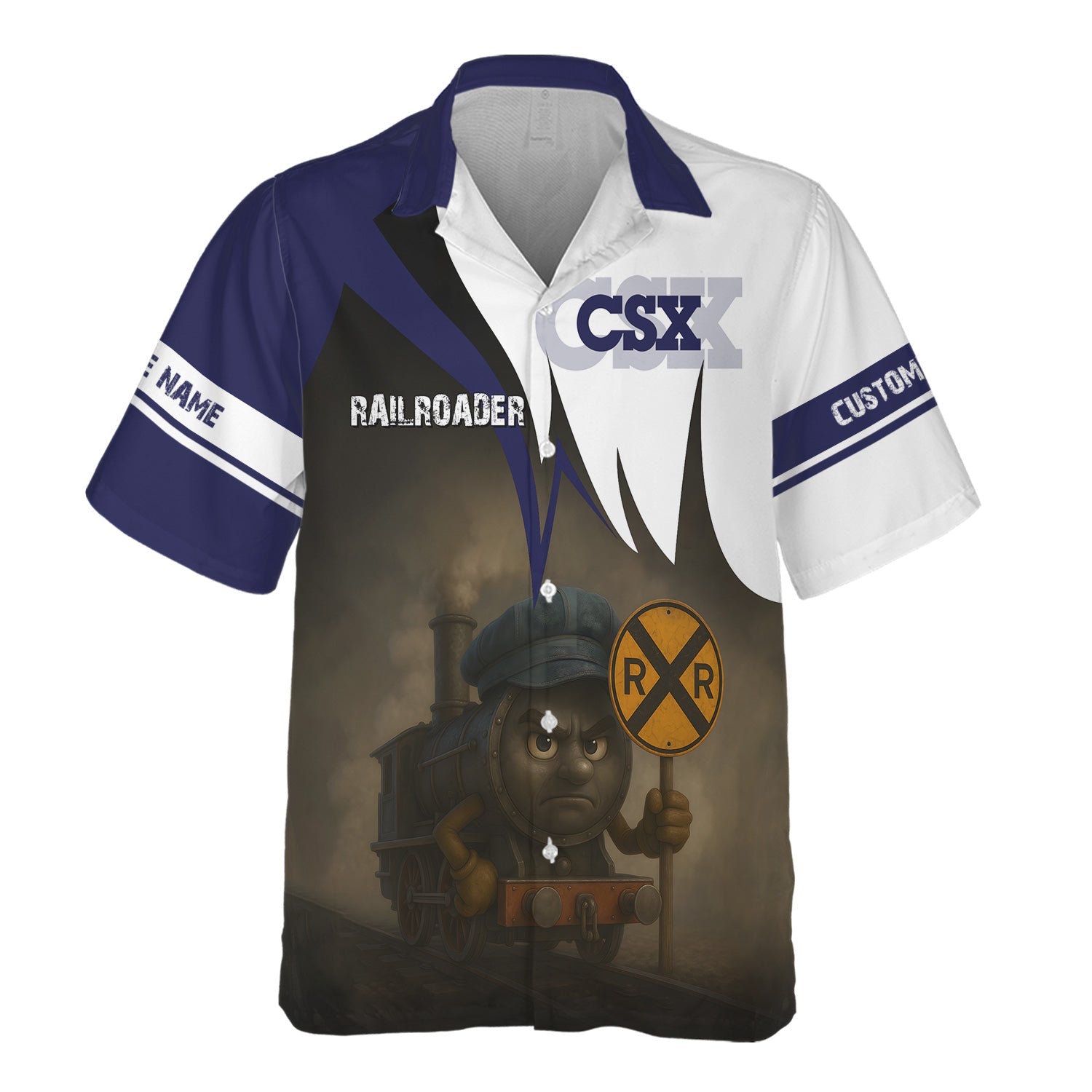 Railspirit Personalized CSX Transportation Railroad Hawaiian Shirt Angry Train Hawaiian Shirt Gift Idea For Train Lover